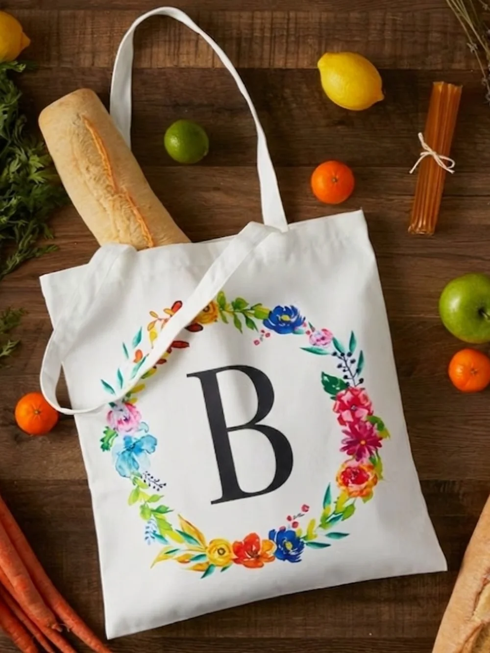 Okuna Outpost Reusable Monogram Letter Personalized Tote Bag 29 In NWOT